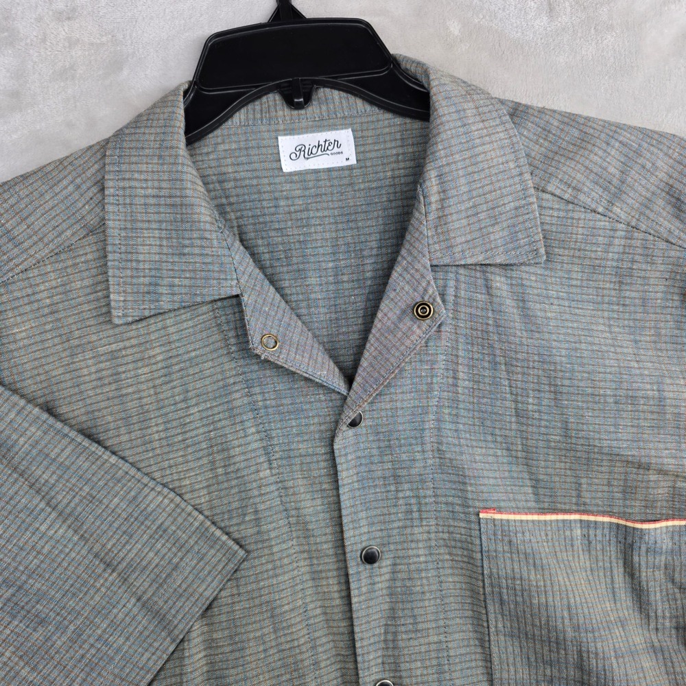 Richter Goods Chambray‎ Mens Short Sleeve Button Up Shirt Medium Casual
